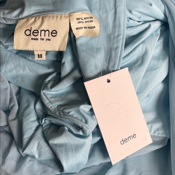 DEME By Gabriella Dahlia Strapless Sheer Blue Maxi Dress Size Medium - Picture 8 of 8